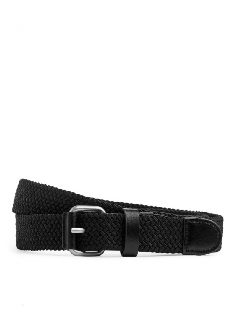 Curea Arket Braided Piele Trimmed Barbati Negrii | Romania-JEKD13408
