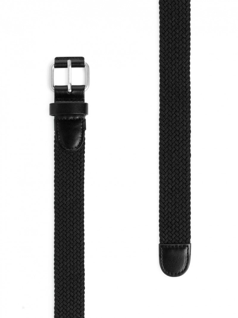 Curea Arket Braided Piele Trimmed Barbati Negrii | Romania-JEKD13408
