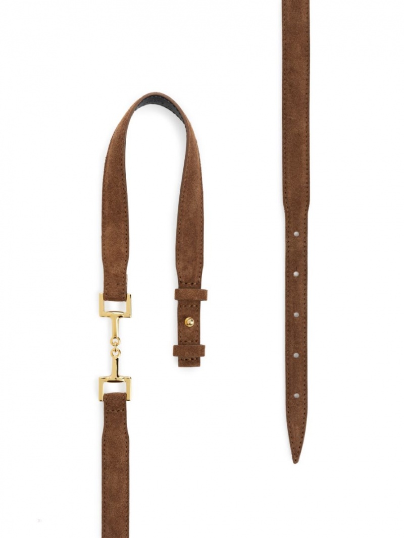 Curea Arket Horsebit Cu Catarama Piele Dama Maro | Romania-JSUK10246