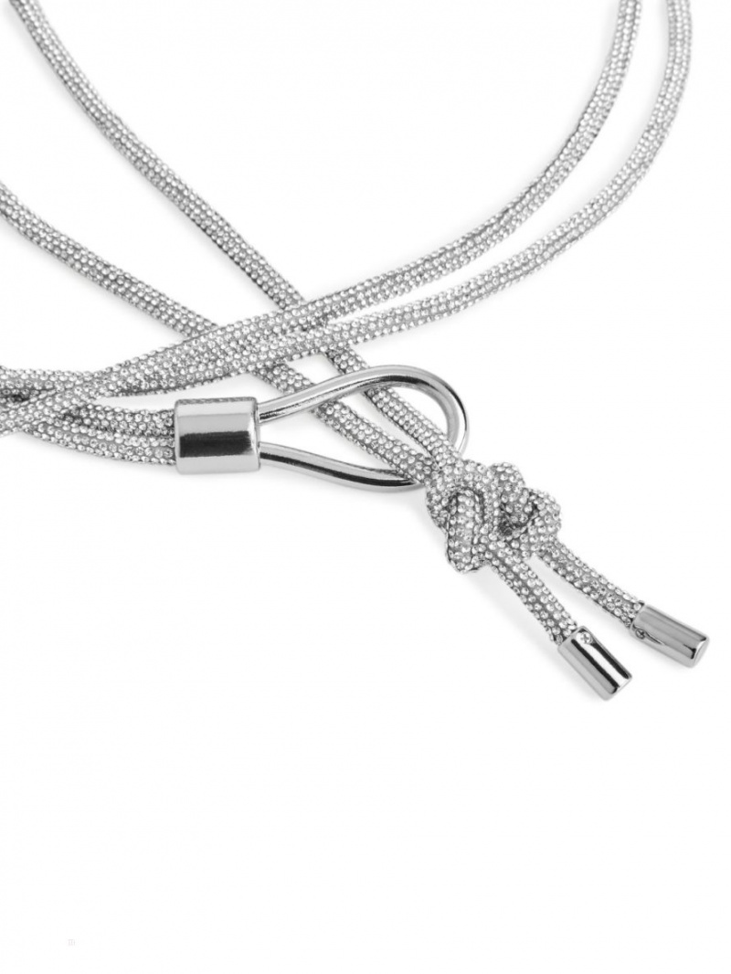 Curea Arket Rhinestone Chain Dama Argintii | Romania-JPZA31640