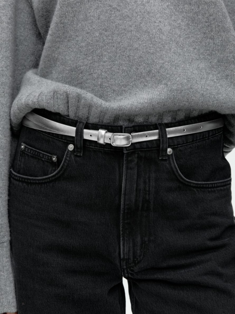 Curea Arket Slim Piele Dama Argintii | Romania-NXHF59027