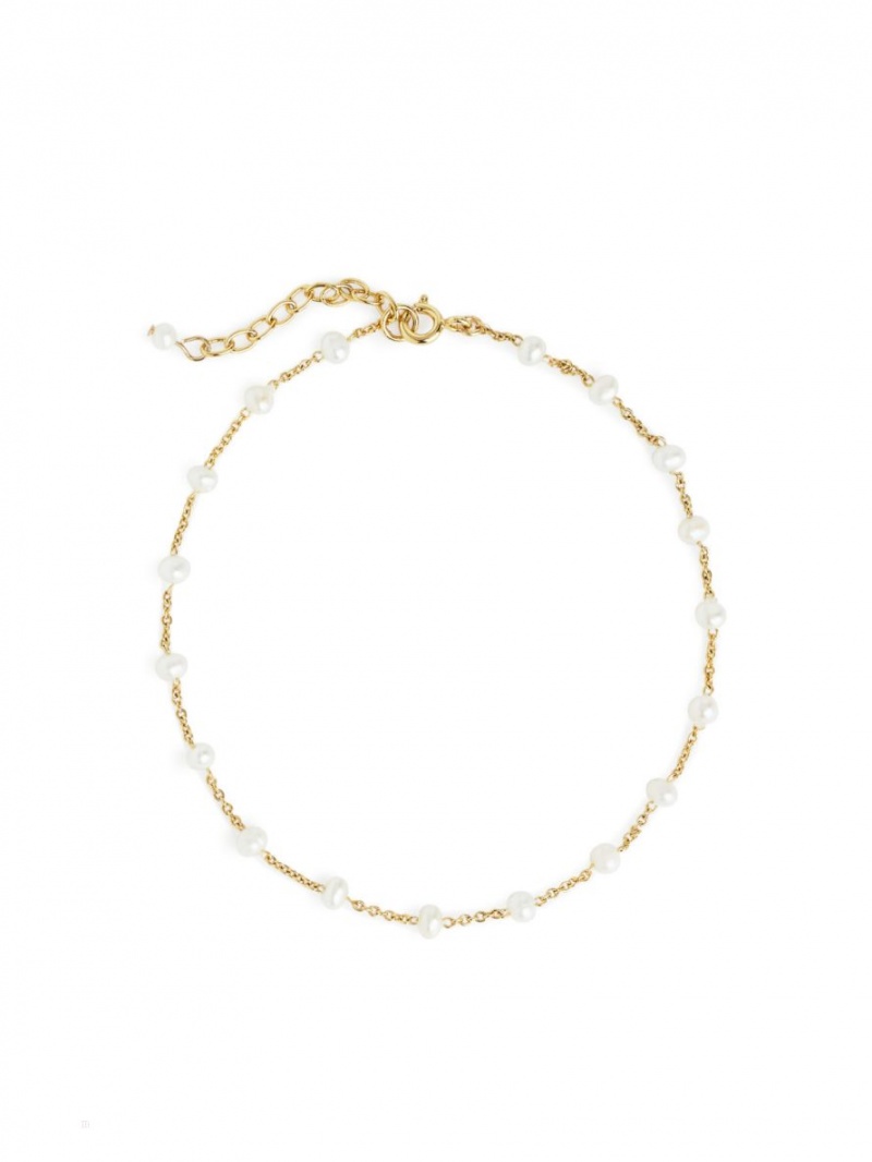 Curea Cu Lanț Arket Freshwater Pearl Anklet Dama Aurii Albi | Romania-WKYS84069