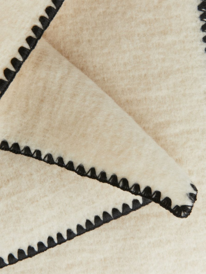 Esarfa Arket Blanket Stitch Lână Dama Albi Negrii | Romania-SIHU86031