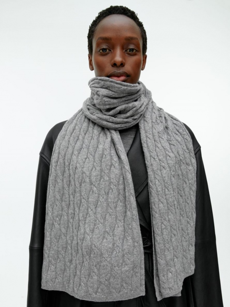 Esarfa Arket Cable-Knit Cashmere Dama Gri | Romania-NXFO69357