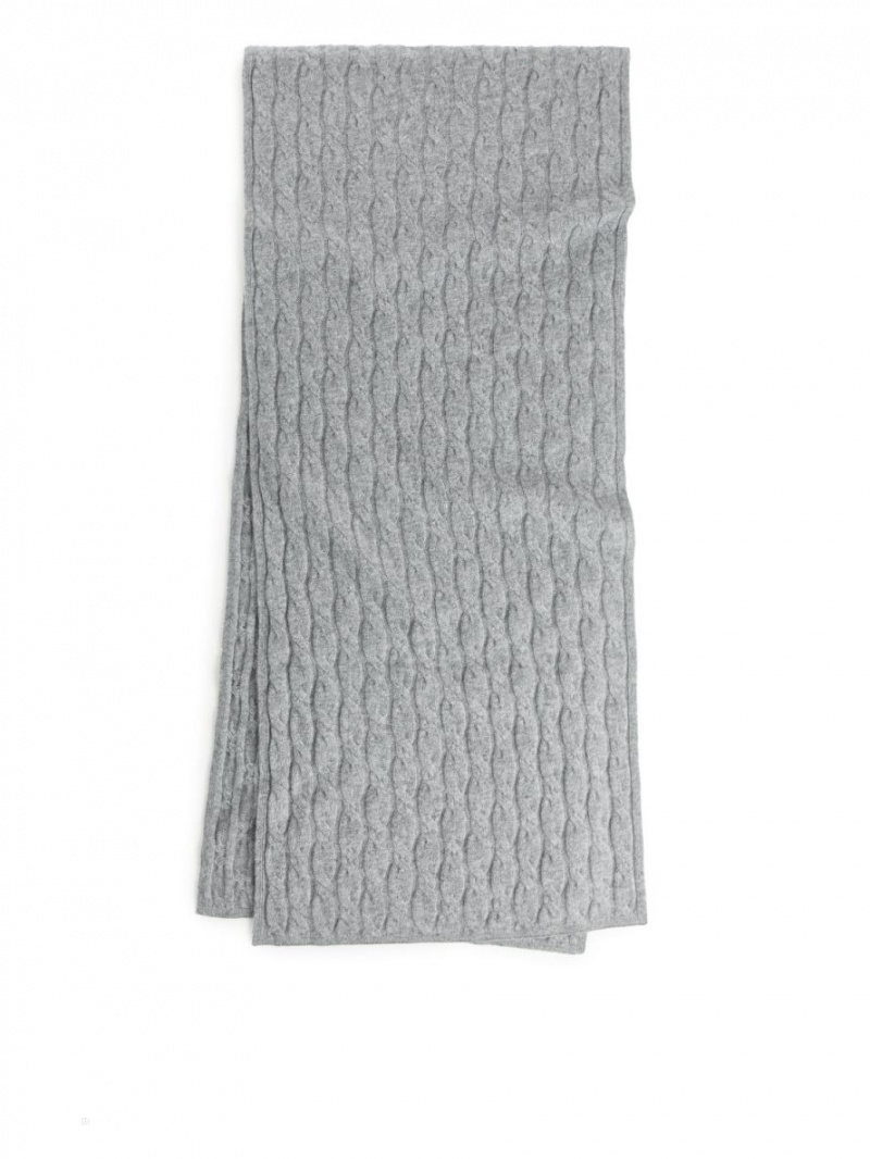 Esarfa Arket Cable-Knit Cashmere Dama Gri | Romania-NXFO69357