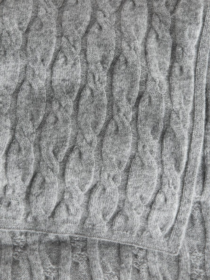 Esarfa Arket Cable-Knit Cashmere Dama Gri | Romania-NXFO69357