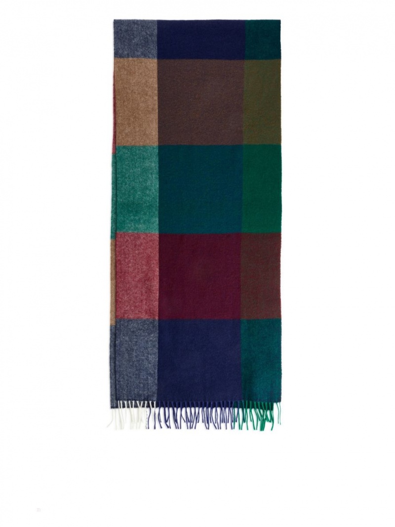 Esarfa Arket Gingham Lână Barbati Albastri Colorati | Romania-DVAM17509