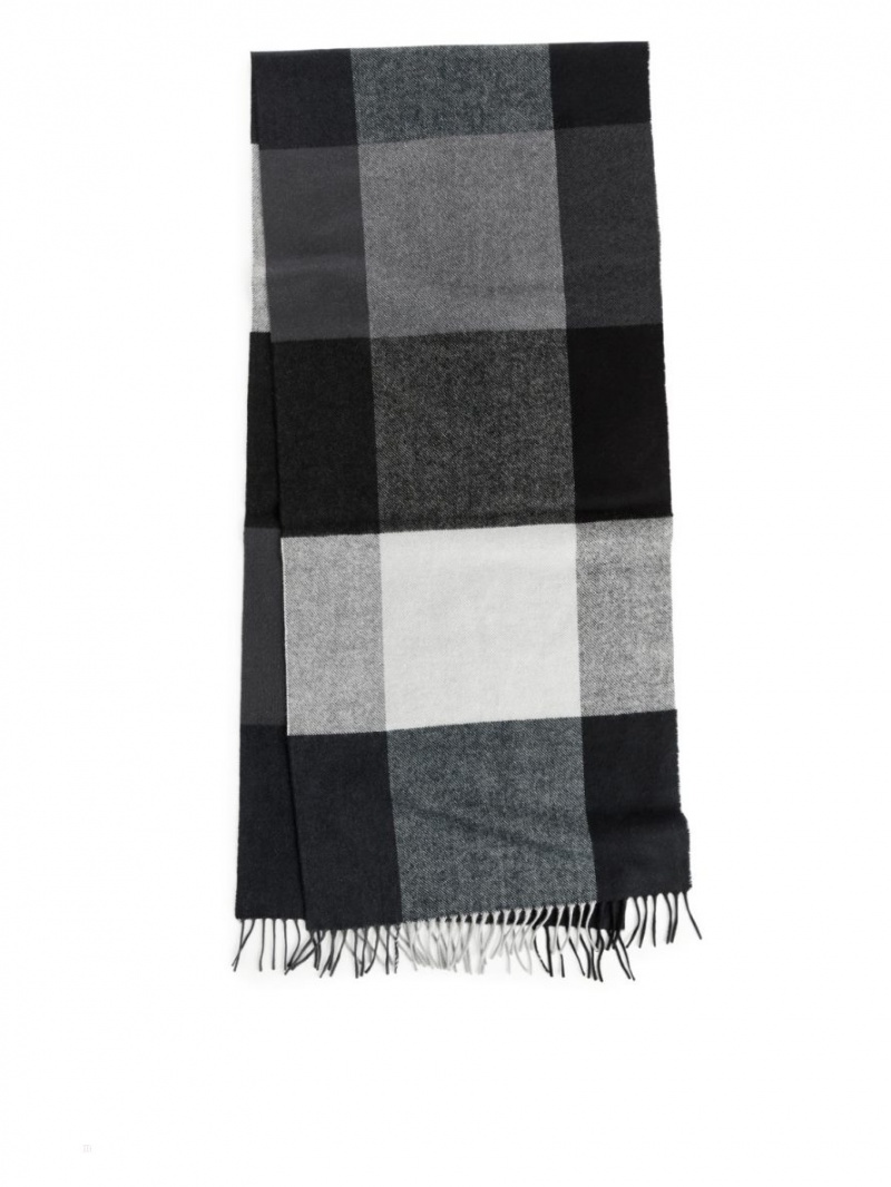 Esarfa Arket Gingham Lână Barbati Negrii Colorati | Romania-NJRE17298
