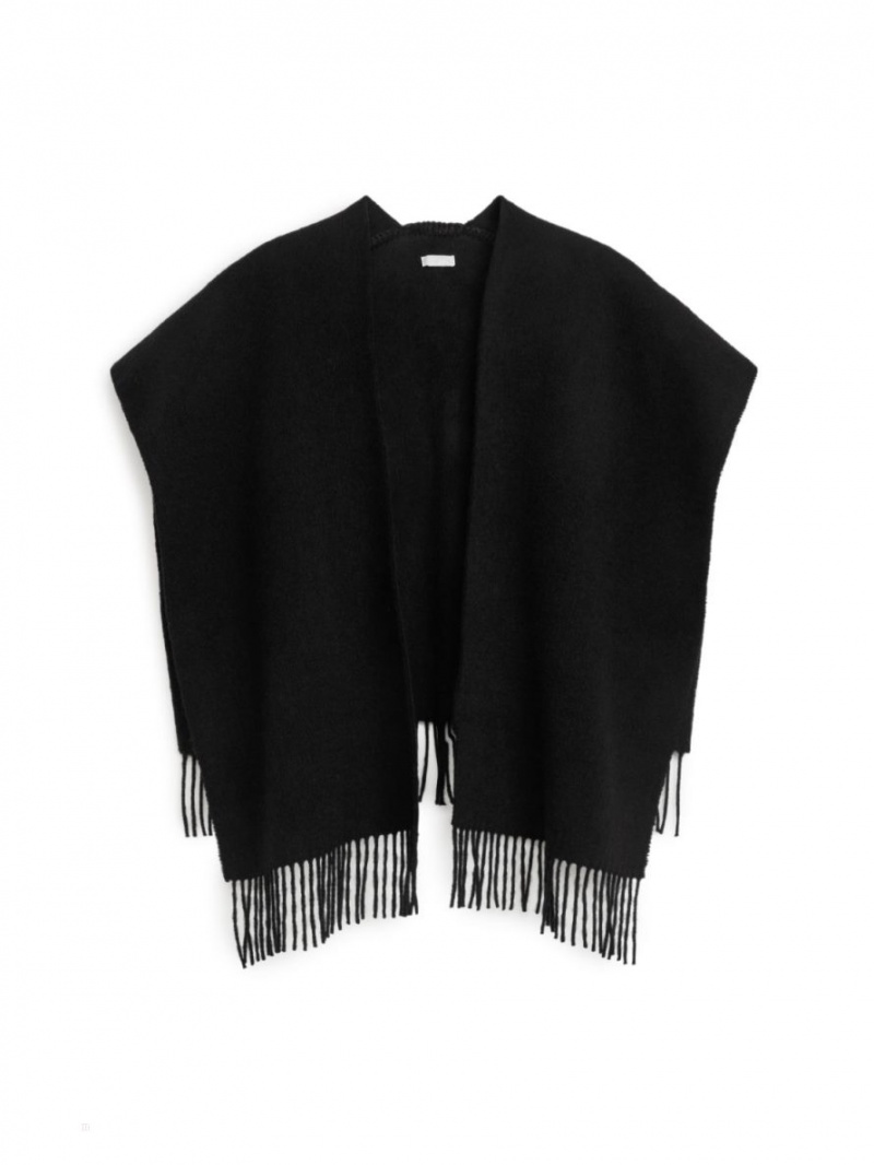 Esarfa Arket Lână Fringe Dama Negrii | Romania-ZNYT89267