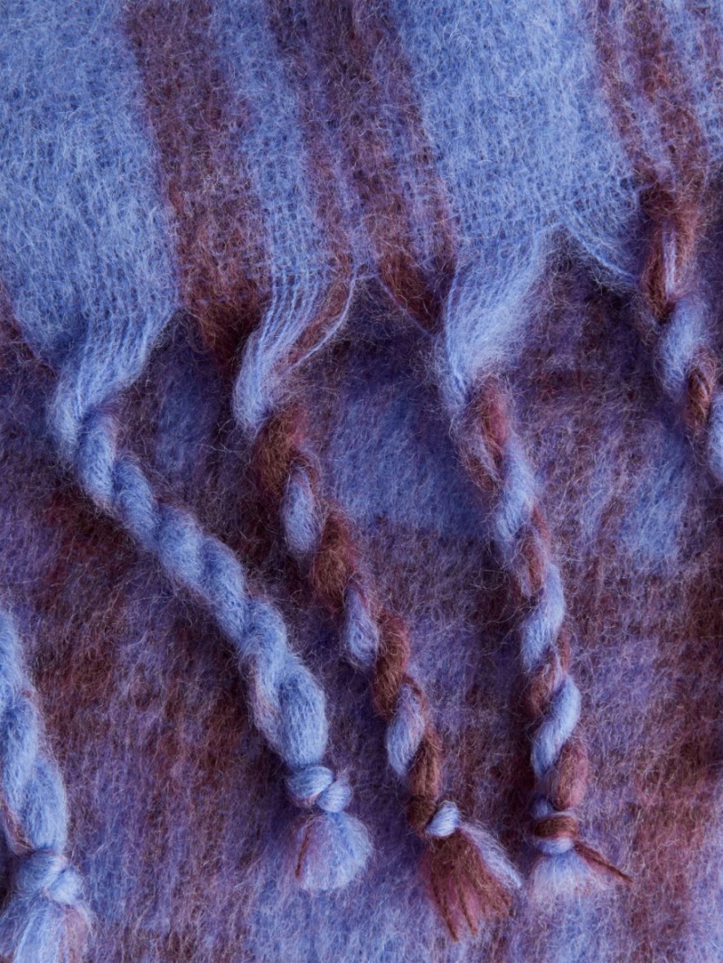 Esarfa Arket Tartan Lână Dama Albastri | Romania-FXJN29374