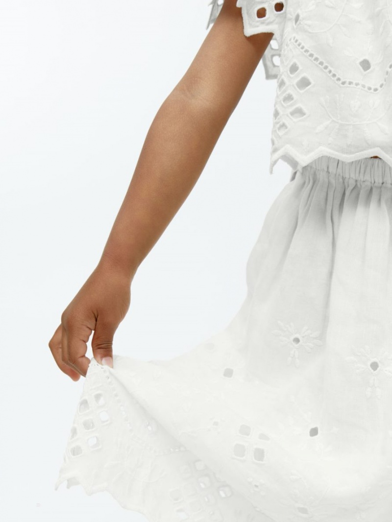 Fusta Arket Broderie Anglaise Midi Fete Albi | Romania-EBUV69432