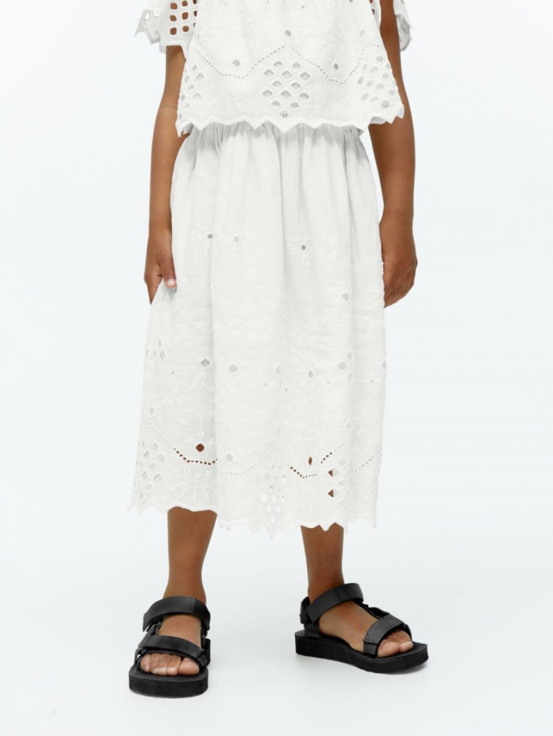 Fusta Arket Broderie Anglaise Midi Fete Albi | Romania-EBUV69432
