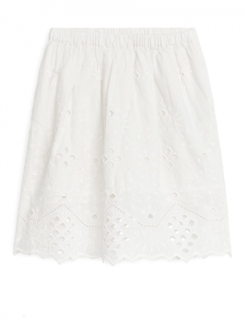 Fusta Arket Broderie Anglaise Midi Fete Albi | Romania-EBUV69432