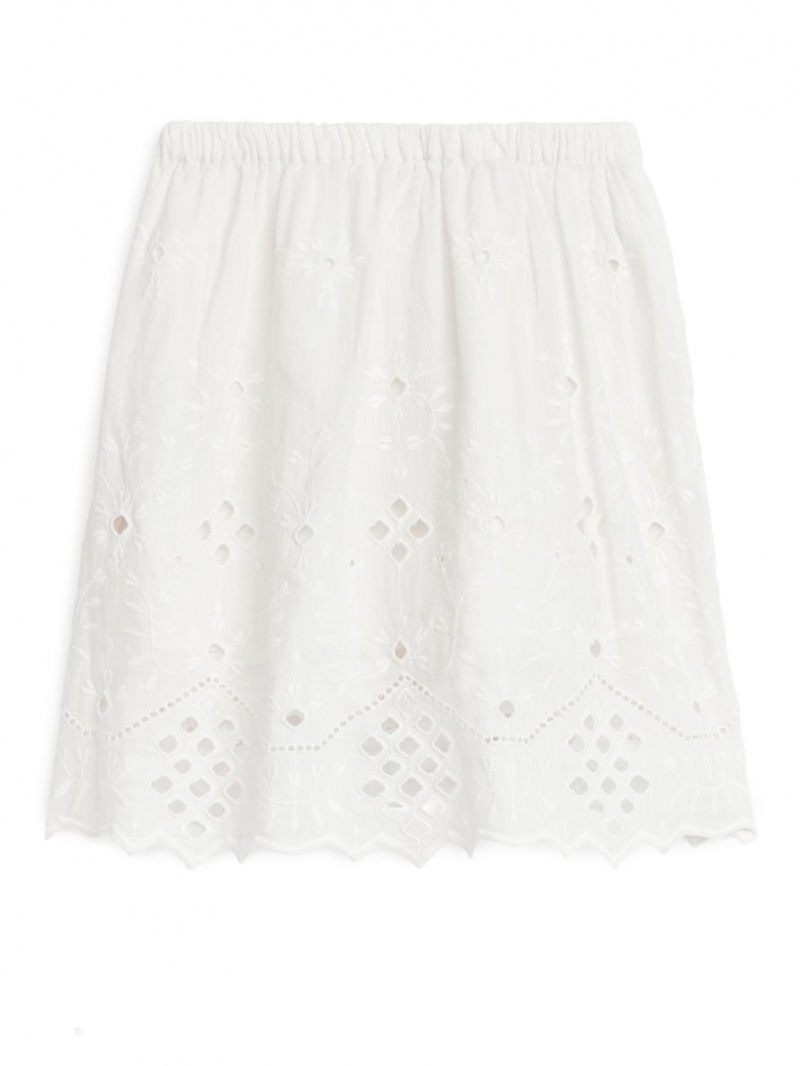 Fusta Arket Broderie Anglaise Midi Fete Albi | Romania-EBUV69432