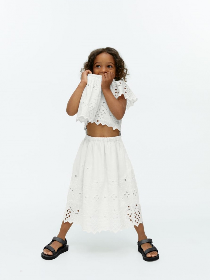 Fusta Arket Broderie Anglaise Midi Fete Albi | Romania-EBUV69432