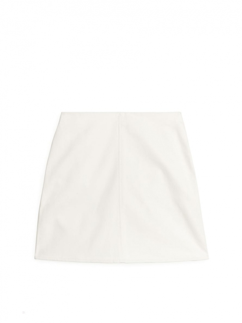 Fusta Arket Bumbac Twill Mini Dama Albi | Romania-PGKX01946