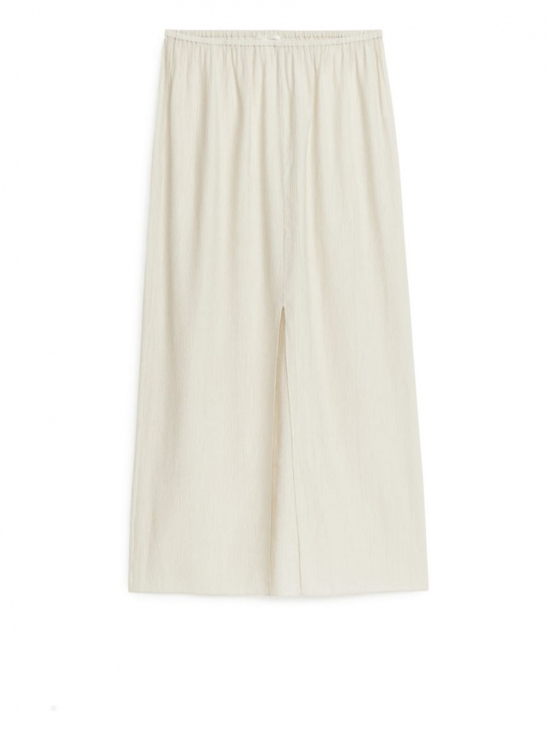 Fusta Arket Crinkled Maxi Dama Albi | Romania-LEHN47926