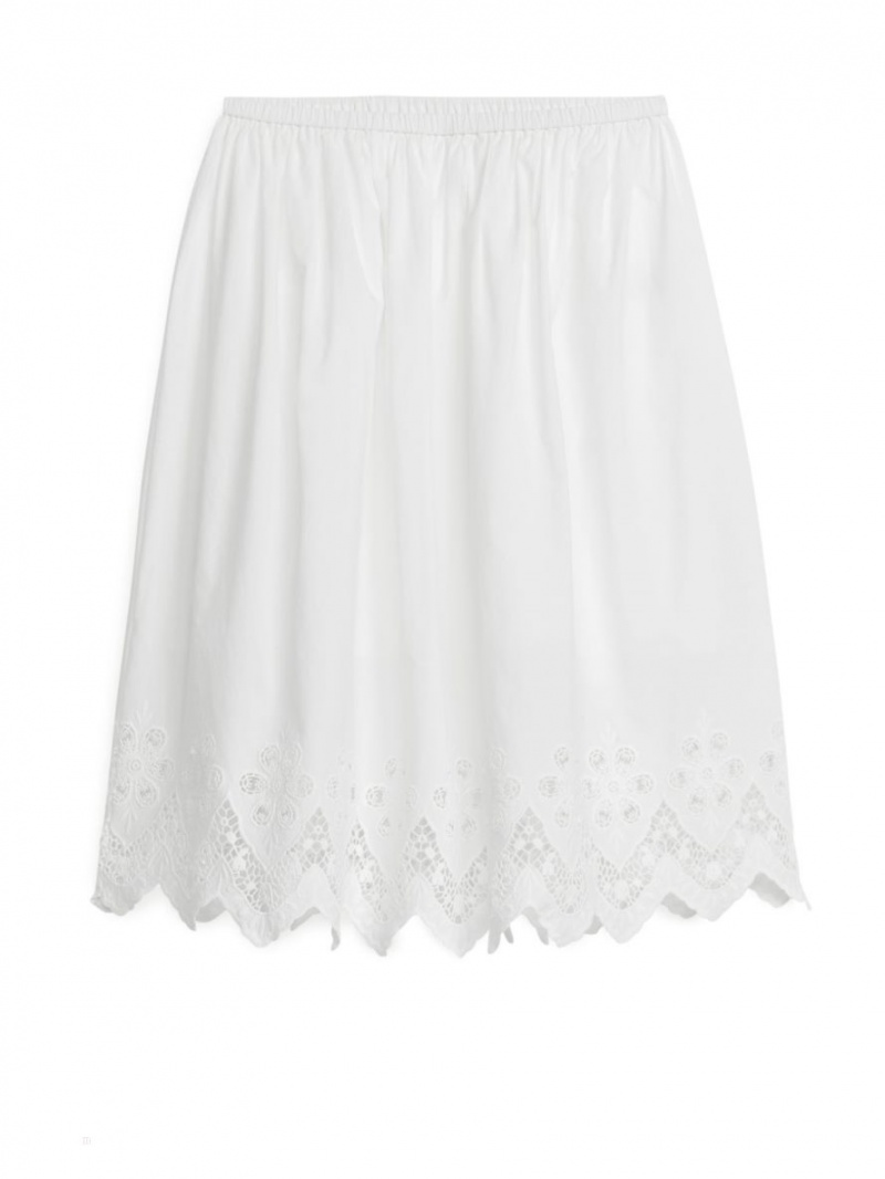 Fusta Arket Dantela-Trim Dama Albi | Romania-BAGM56809