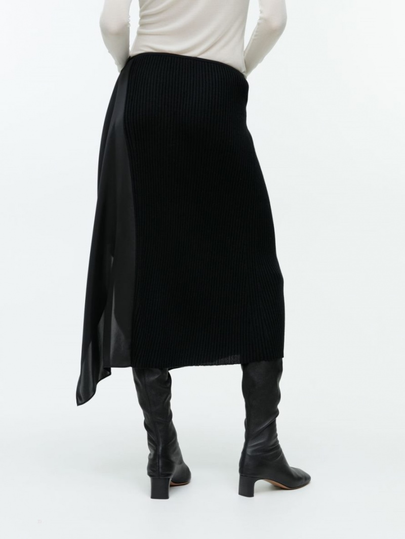 Fusta Arket Draped Lână Blend Dama Negrii | Romania-LZXE65341