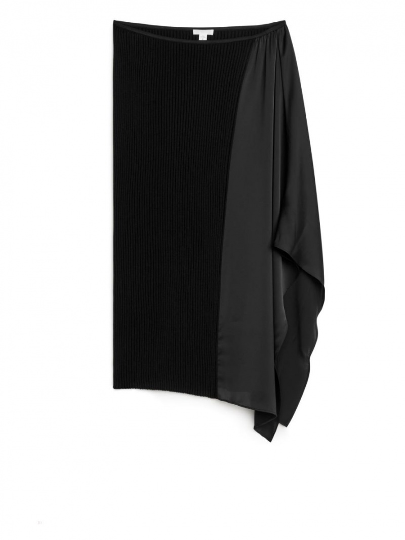 Fusta Arket Draped Lână Blend Dama Negrii | Romania-LZXE65341