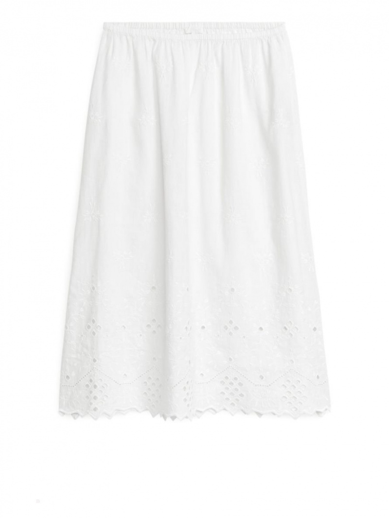 Fusta Arket Embroidered Dama Albi | Romania-UKTB18692