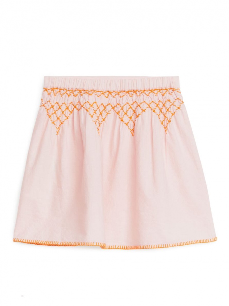 Fusta Arket Embroidered Linen Fete Roz | Romania-DXCT68472