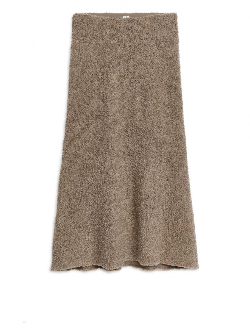 Fusta Arket Fluted Bouclé Dama Bej | Romania-YQKI35206