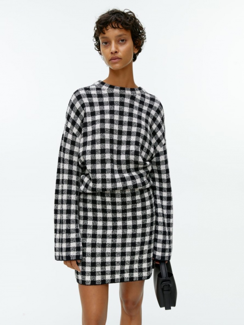 Fusta Arket Jacquard Knit Mini Dama Albi Negrii | Romania-PTJN05467