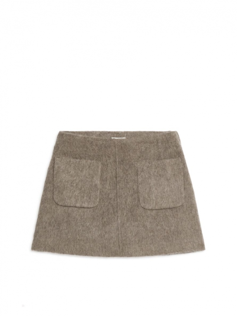 Fusta Arket Lână Mini Dama Gri | Romania-XQLR31829
