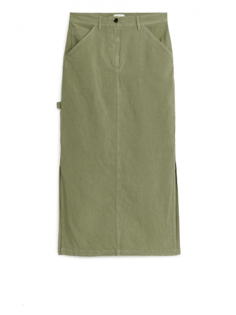 Fusta Arket Long Cargo Dama Kaki Verzi | Romania-QGNC81460