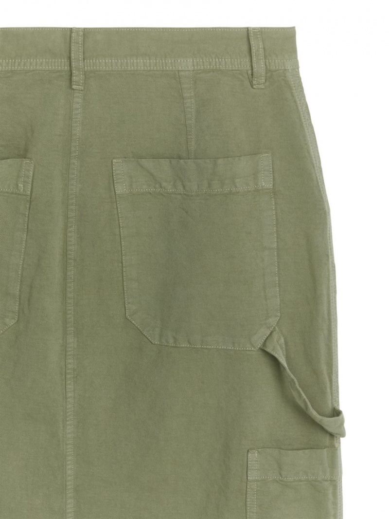 Fusta Arket Long Cargo Dama Kaki Verzi | Romania-QGNC81460