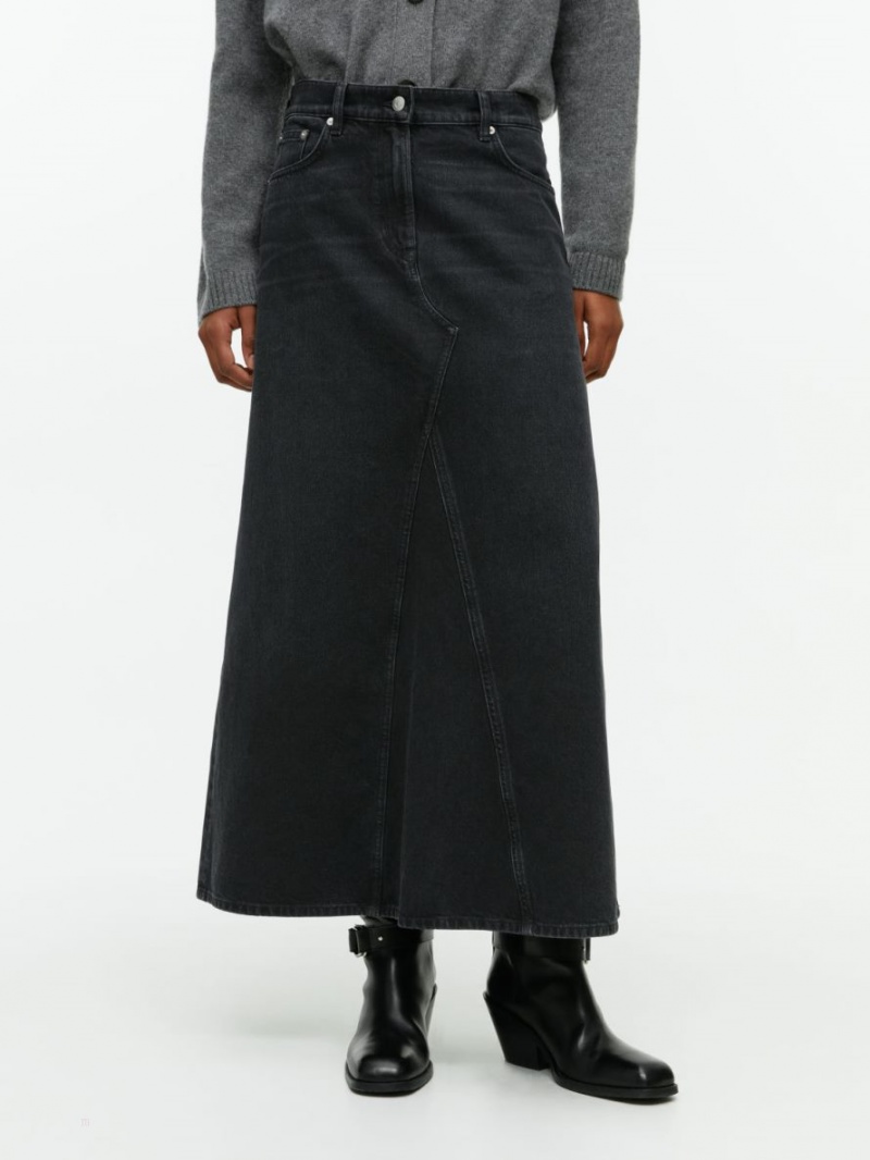 Fusta Arket Maxi Denim Dama Negrii | Romania-QJIA89403