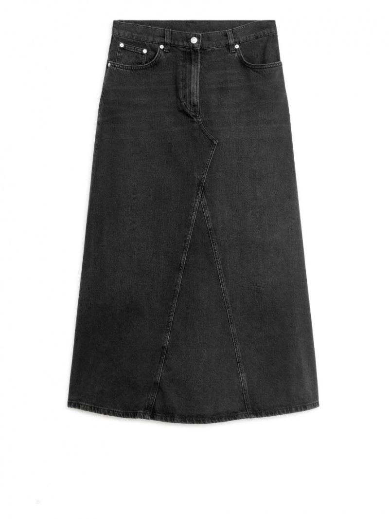 Fusta Arket Maxi Denim Dama Negrii | Romania-QJIA89403