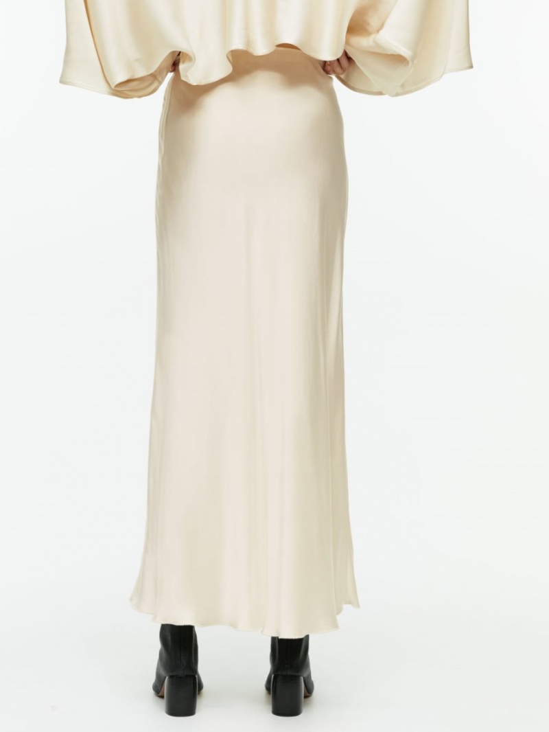 Fusta Arket Maxi Satin Dama Bej Deschis | Romania-EOYU47532