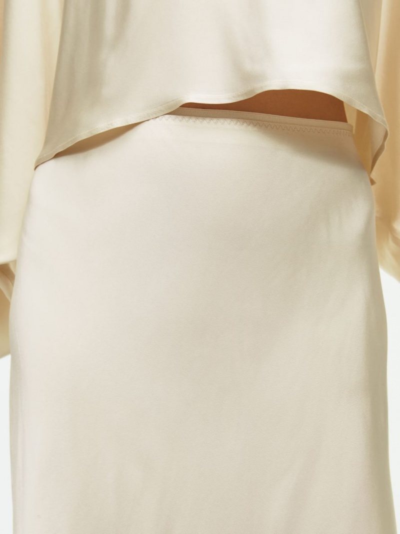 Fusta Arket Maxi Satin Dama Bej Deschis | Romania-EOYU47532