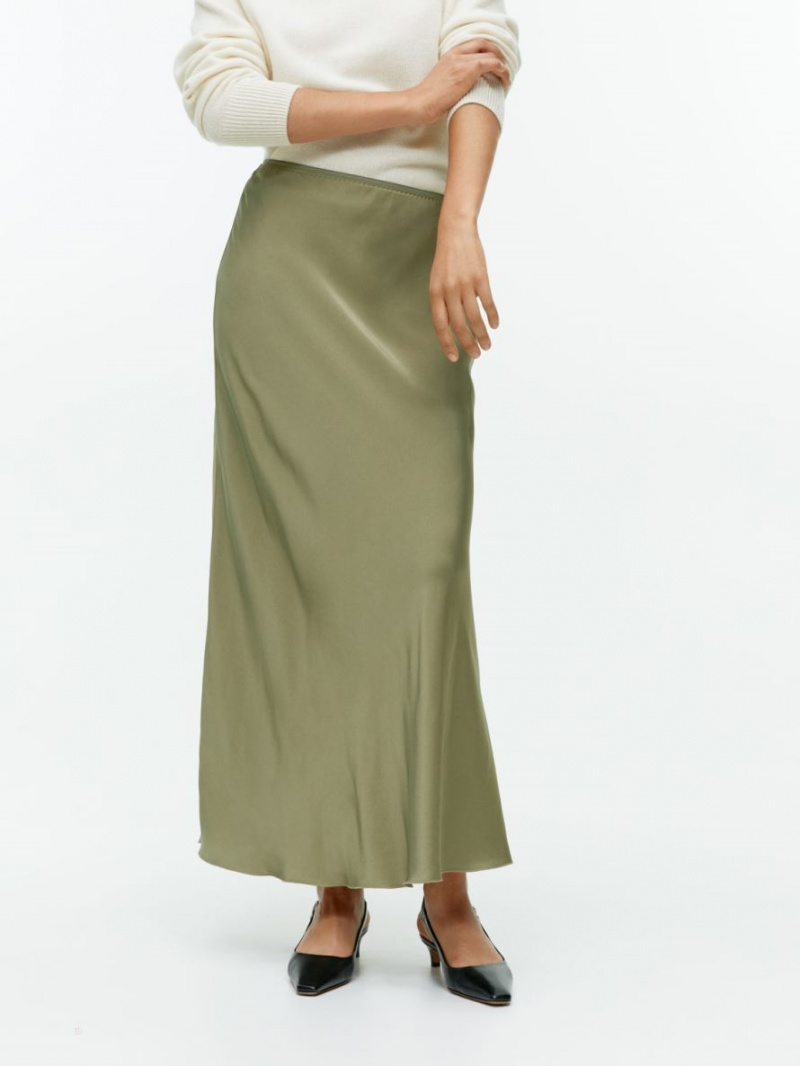 Fusta Arket Maxi Satin Dama Kaki Verzi | Romania-NMRB46893