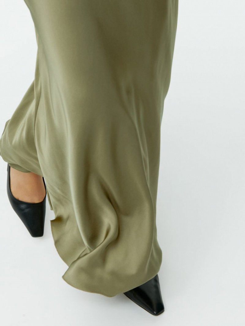Fusta Arket Maxi Satin Dama Kaki Verzi | Romania-NMRB46893