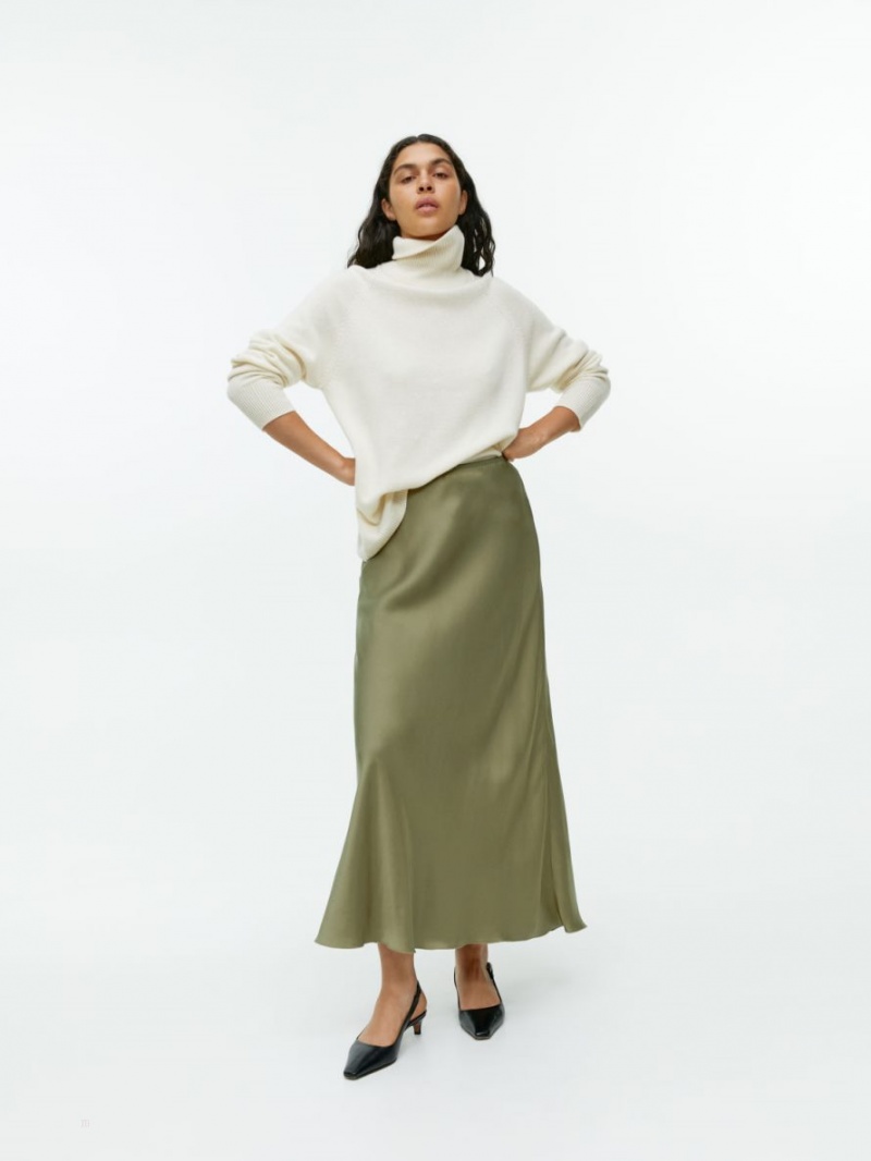 Fusta Arket Maxi Satin Dama Kaki Verzi | Romania-NMRB46893