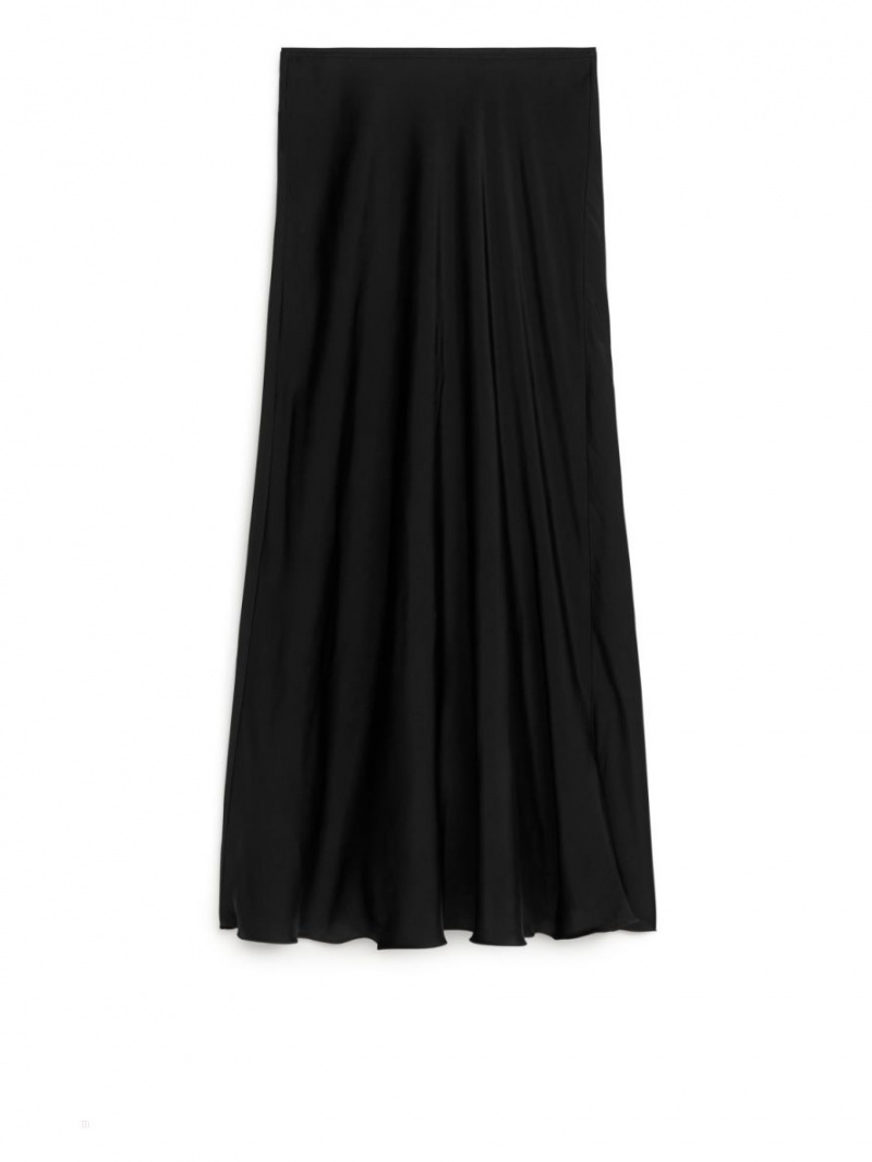 Fusta Arket Maxi Satin Dama Negrii | Romania-PLQF90176