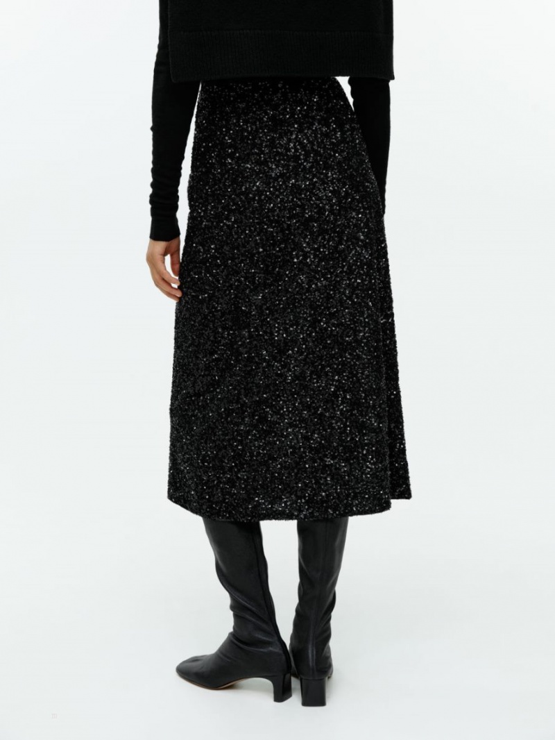 Fusta Arket Mid-High-Length Sequin Dama Negrii | Romania-PEIY35168