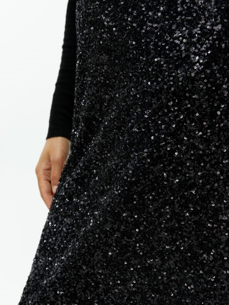 Fusta Arket Mid-High-Length Sequin Dama Negrii | Romania-PEIY35168