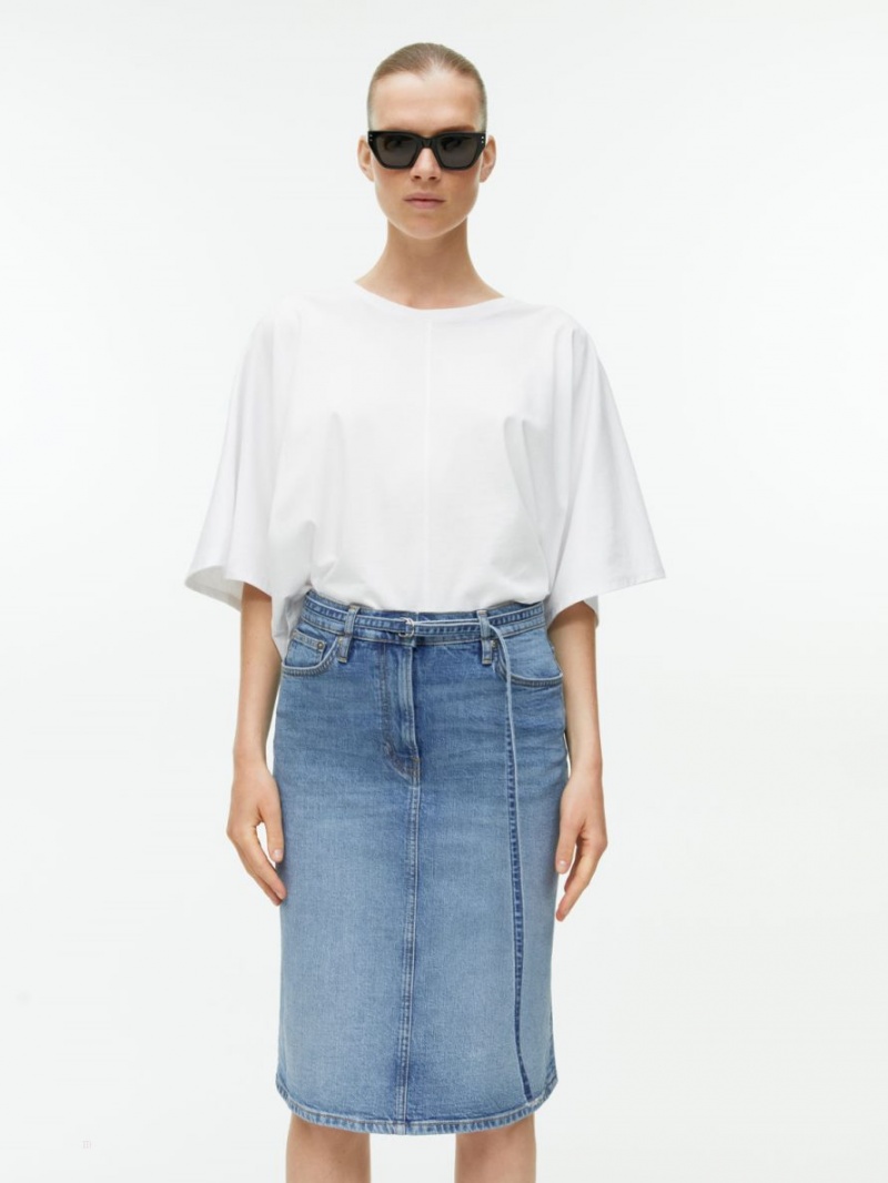 Fusta Arket Midi Denim Dama Albastri | Romania-ACOW97408