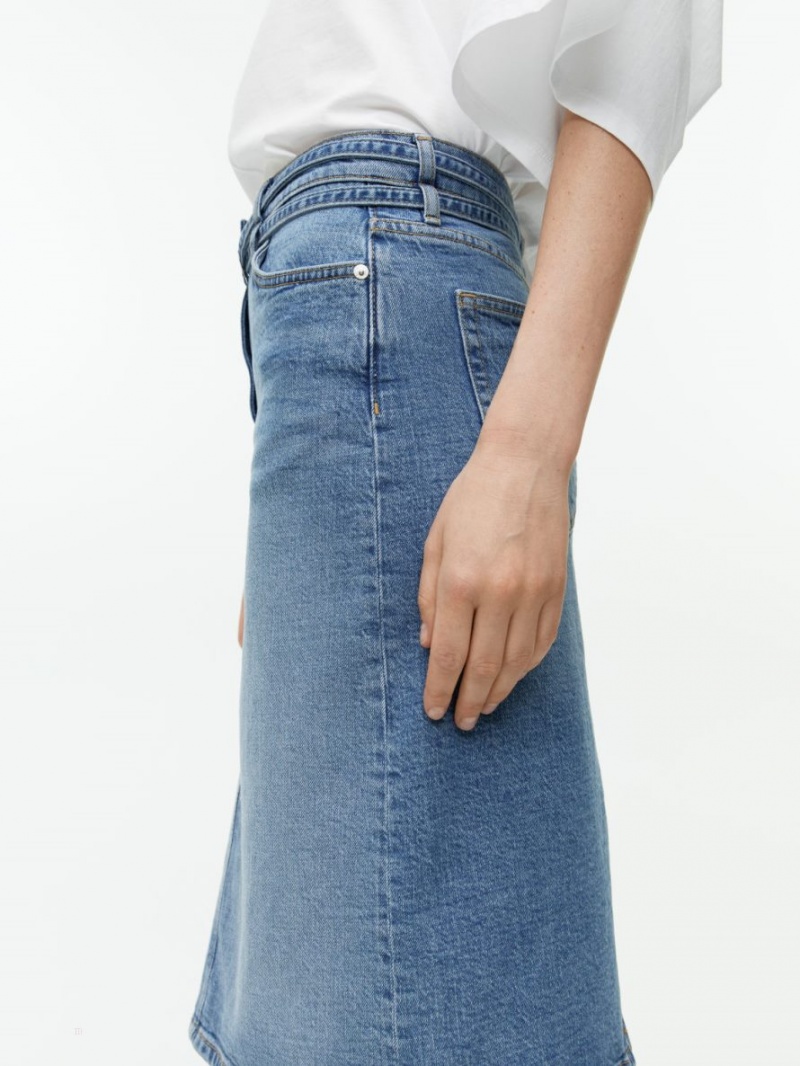 Fusta Arket Midi Denim Dama Albastri | Romania-ACOW97408