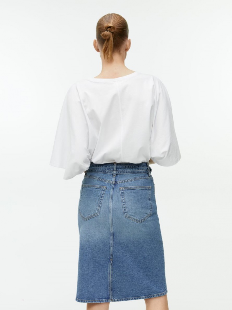 Fusta Arket Midi Denim Dama Albastri | Romania-ACOW97408