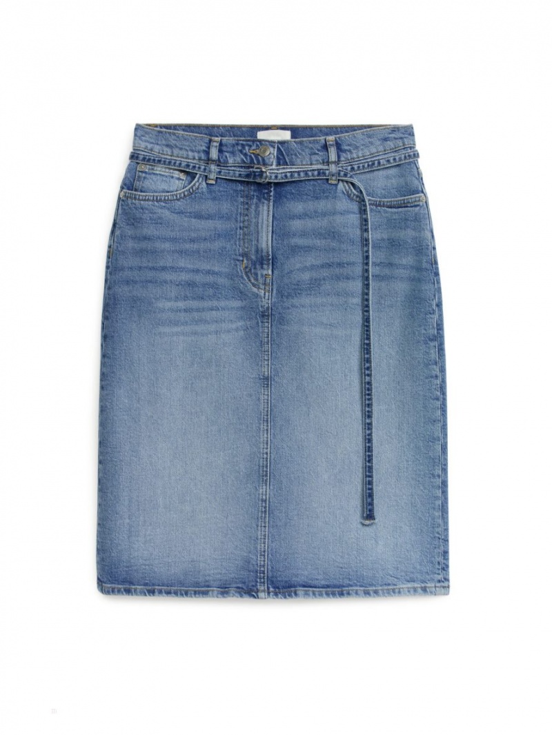 Fusta Arket Midi Denim Dama Albastri | Romania-ACOW97408