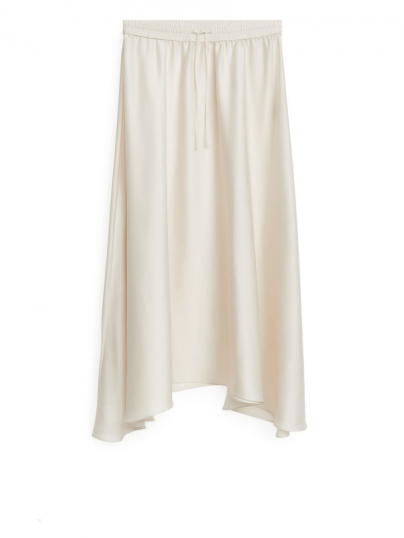 Fusta Arket Midi Satin Dama Albi | Romania-VHAL80564