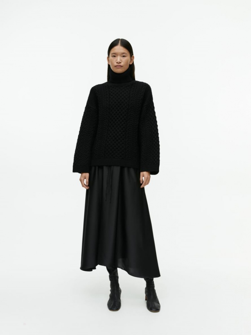 Fusta Arket Midi Satin Dama Negrii | Romania-MEGF38751