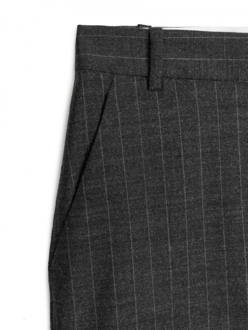 Fusta Arket Pinstripe Lână Blend Pencil Dama Gri Albi | Romania-EZUI83927