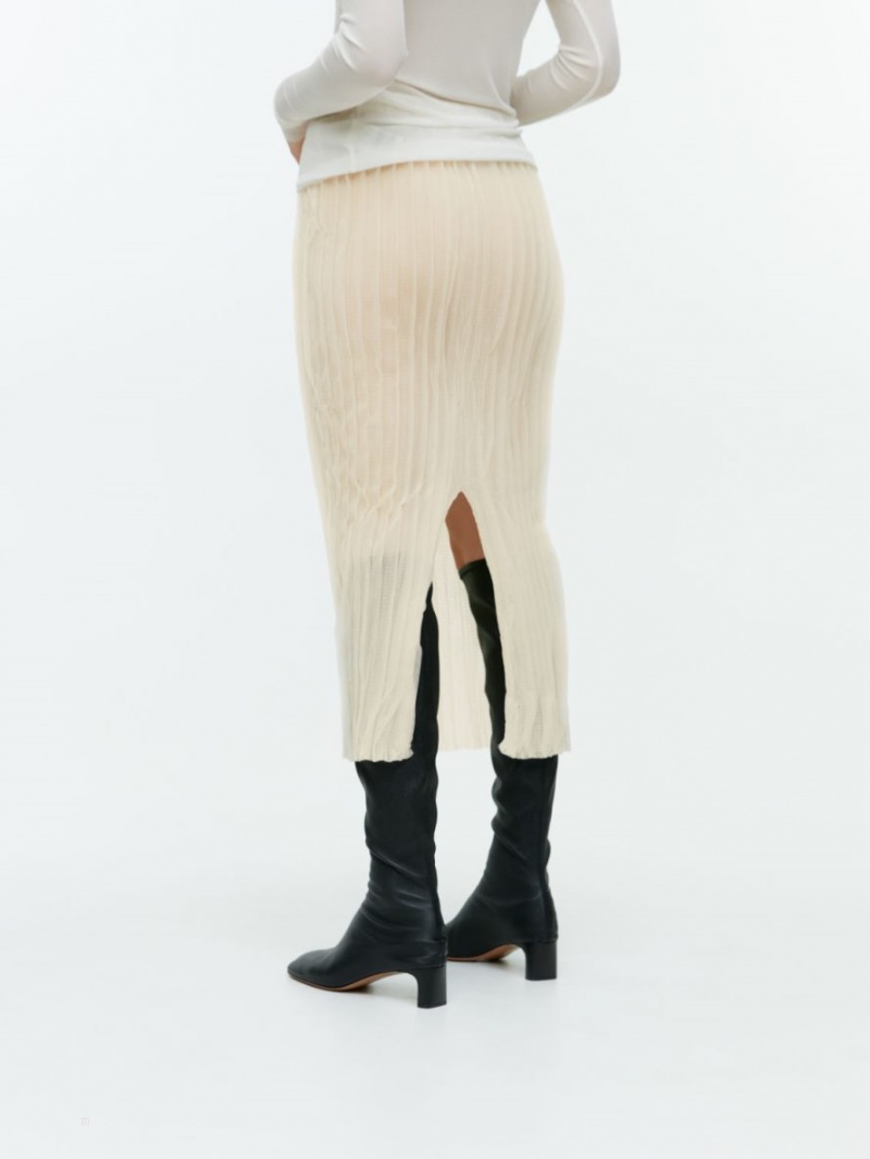 Fusta Arket Plisat Knit Dama Bej Deschis | Romania-HDOR09148