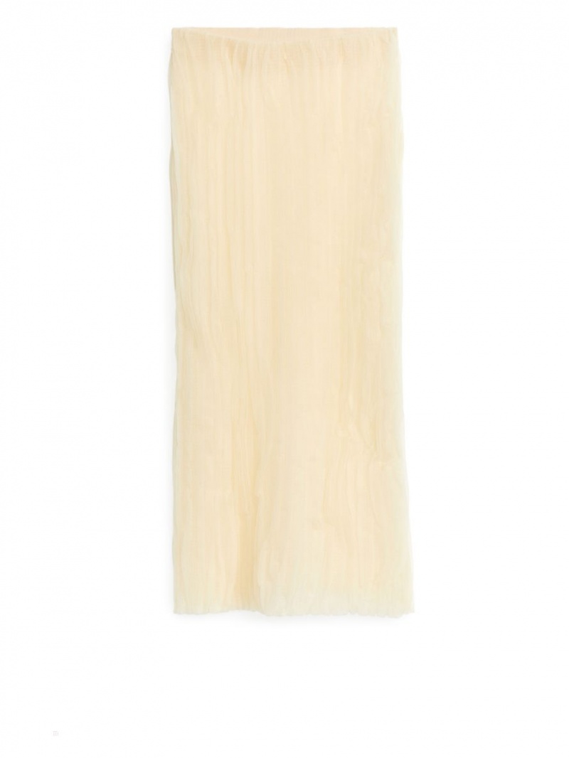 Fusta Arket Plisat Knit Dama Bej Deschis | Romania-HDOR09148